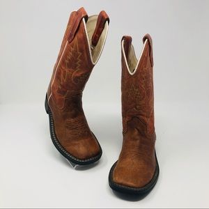 Old West Square Toe Burnished Orange Toddler Boots